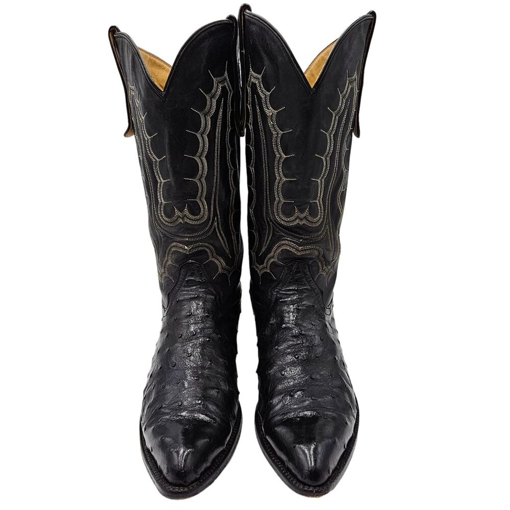 Vintage Honcho Boots Exotic Full Quill Ostrich Black Cowboy Western Mens 10D USA - Picture 3 of 16